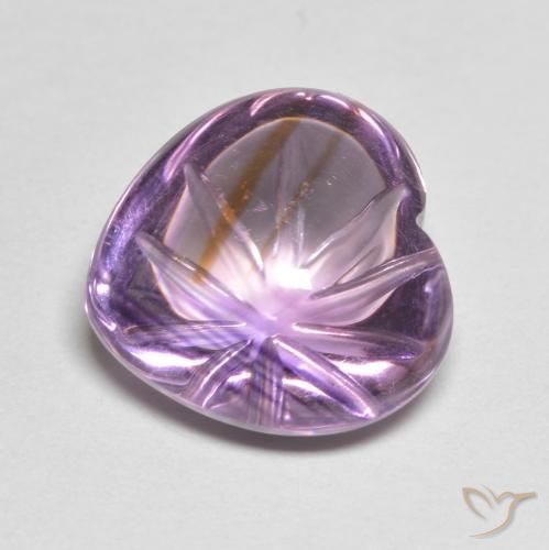 6.90 ct Violet Amethyst Stone, Natural Amethyst in Carved Heart Shape for Sale