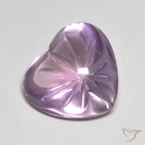 5.85 ct Violet Amethyst Stone, Natural Amethyst in Carved Heart Shape for Sale