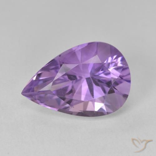 4.86ct Natural Medium Light Purplish-Violet Amethyst, Pear Shape, VVS