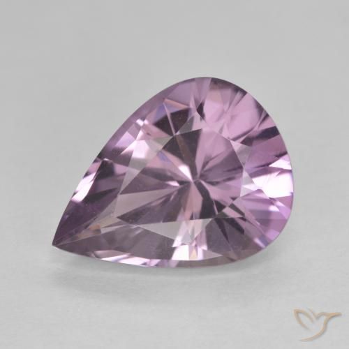 4.46ct Natural Grayish Violet Amethyst, Pear Shape, VVS