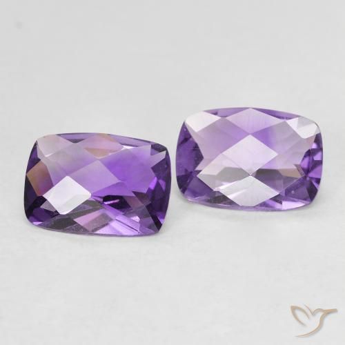 1.46 ctw Violet Amethyst Stones, Natural Amethyst in Cushion Checkerboard Shape for Sale