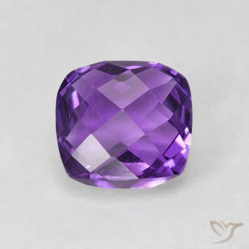 0.62 ct Violet Amethyst Gemstone, Amethyst Gem in Cushion Checkerboard Shape for Sale.