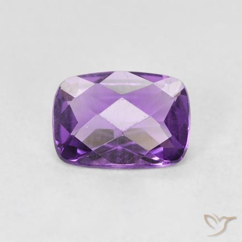 0.74 ct Violet Amethyst Gemstone, Amethyst Gem in Cushion Checkerboard Shape for Sale.