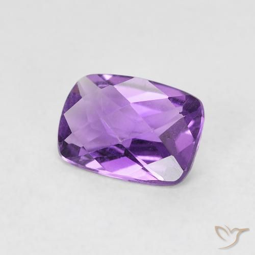 0.74 ct Violet Amethyst Stone, Natural Amethyst in Cushion Checkerboard Shape for Sale