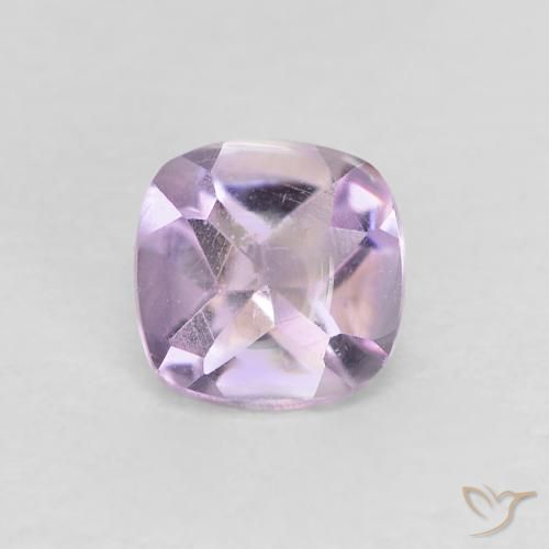 Améthyste Violet cushion buff-top du Brésil, 4,9 x 4,9mm, poids de 0,46 ct, pierre gemme naturelle Non traité de pureté Transparent, 1 pièce d'améthyste, couleur Violet iris léger, dureté Mohs de 7 convient aux bijoux de tous les jours, pierre de sagesse, Pierre précieuse de l'année du dragon, Photo A