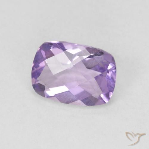 0.85 ct Violet Amethyst Stone, Natural Amethyst in Cushion Checkerboard Shape for Sale