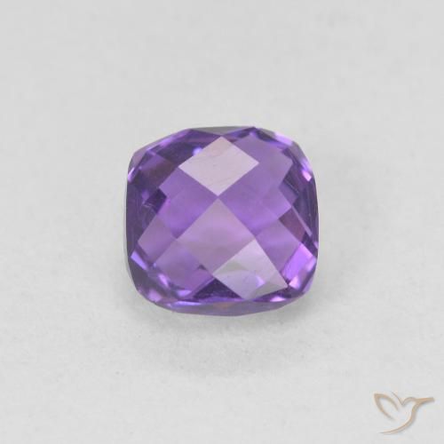 Améthyste Violet Coussin 5,2 x 5,1mm du Brésil, poids de 0,63 ct, pierre gemme naturelle Non traité de pureté vvs, 1 pièce d'améthyste cushion checkerboard, couleur : Violet rose, dureté de Mohs de 7 convient aux bijoux de tous les jours, pierre de sagesse, Pierre du zodiaque Poissons, Photo A