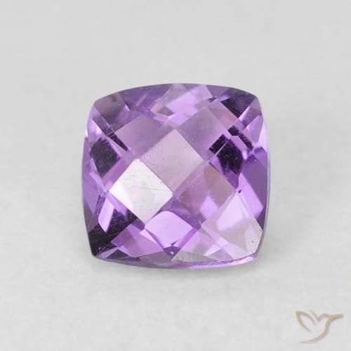 0.49 ct Violet Amethyst Gemstone, Amethyst Gem in Cushion Checkerboard Shape for Sale.