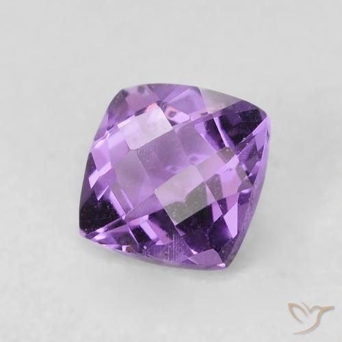 0.49 ct Violet Amethyst Stone, Natural Amethyst in Cushion Checkerboard Shape for Sale