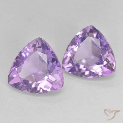 5.31 ctw Violet Amethyst Stones, Natural Amethyst in Trillion Facet Shape for Sale