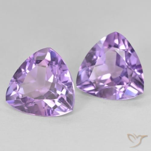 5.42 ctw Violet Amethyst Stones, Natural Amethyst in Trillion Facet Shape for Sale