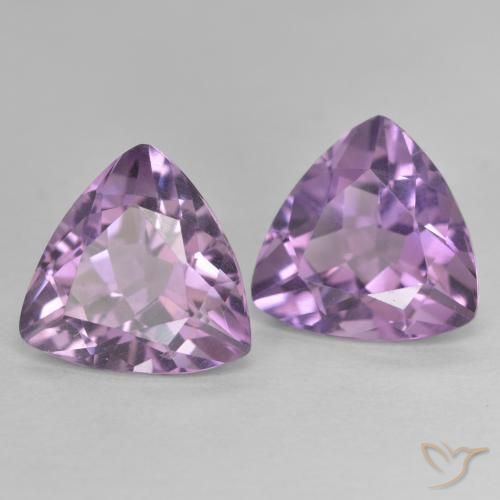 5.47 ctw Violet Amethyst Stones, Natural Amethyst in Trillion Facet Shape for Sale
