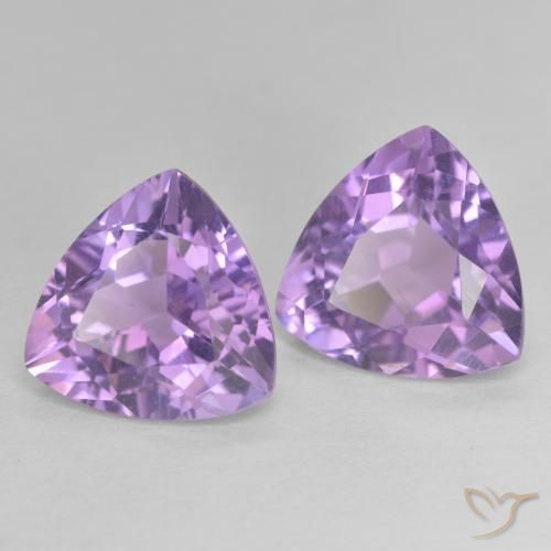 5.73 ctw Violet Amethyst Stones, Natural Amethyst in Trillion Facet Shape for Sale