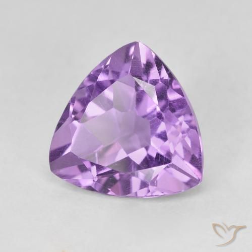 2.89 ct Violet Amethyst Stone, Natural Amethyst in Trillion Facet Shape for Sale
