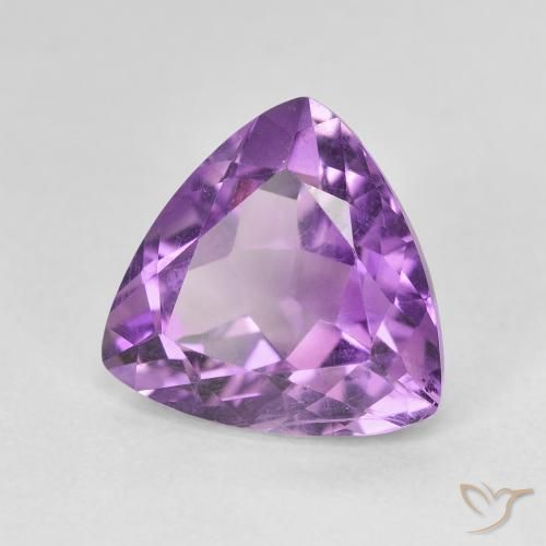 2.92 ct Violet Amethyst Stone, Natural Amethyst in Trillion Facet Shape for Sale