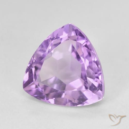 3.28 ct Violet Amethyst Stone, Natural Amethyst in Trillion Facet Shape for Sale