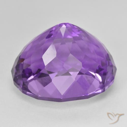 Amethyst Gemstone in 21.7 x 18 mm Size for Sale, Amethyst Stone in Intense Violet Color
