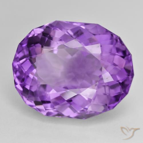 30.90 ct Violet Amethyst Stone, Natural Amethyst in Oval Facet Shape for Sale