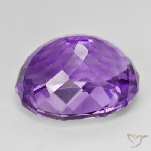 Amethyst Gemstone in 22.1 x 17.4 mm Size for Sale, Amethyst Stone in Intense Violet Color