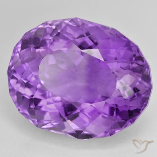 44.60 ct Violet Amethyst Stone, Natural Amethyst in Oval Facet Shape for Sale