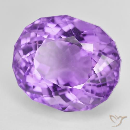24.84 ct Violet Amethyst Stone, Natural Amethyst in Oval Facet Shape for Sale