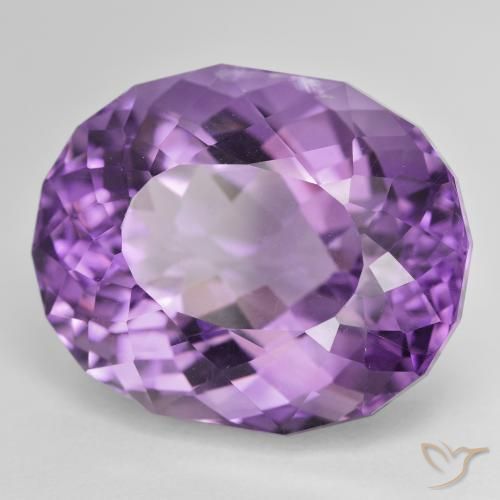 37.96 ct Violet Amethyst Stone, Natural Amethyst in Oval Facet Shape for Sale