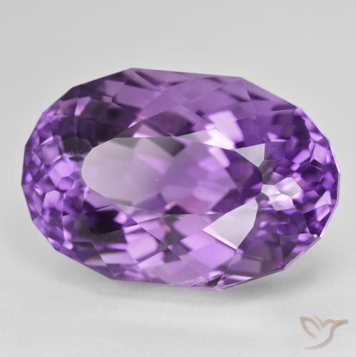 31.99 ct Violet Amethyst Stone, Natural Amethyst in Oval Facet Shape for Sale