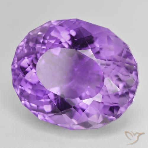 33.44 ct Violet Amethyst Stone, Natural Amethyst in Oval Facet Shape for Sale