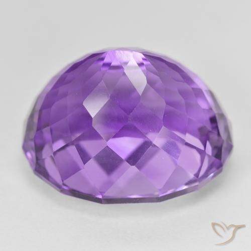 Amethyst Gemstone in 21.7 x 18.1 mm Size for Sale, Amethyst Stone in Vivid Violet Color