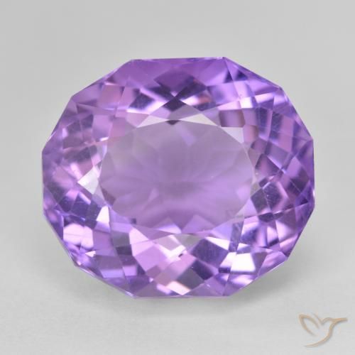 17.2 x 15.2mm Oval Facet Violet Amethyst from Brazil, Weight of 17.75ct, Natural untreated Gemstone in VVS-VS Clarity, 1pc Amethyst - Color: Medium Violet, Mohs Hardness of 7 suitable for daily wear jewelry, February Birthstone, Photo A
