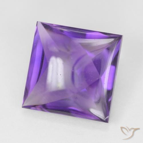 4.10 ct Violet Amethyst Stone, Natural Amethyst in Square Buff-Top Shape for Sale