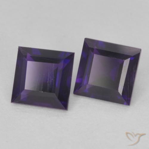 0.86 ctw Violet Amethyst Stones, Natural Amethyst in Square Facet Shape for Sale