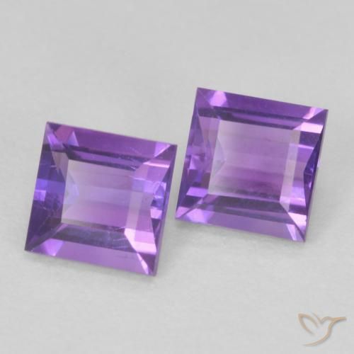 0.85 ctw Violet Amethyst Stones, Natural Amethyst in Square Facet Shape for Sale