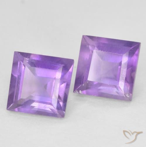0.94 ctw Violet Amethyst Stones, Natural Amethyst in Square Facet Shape for Sale