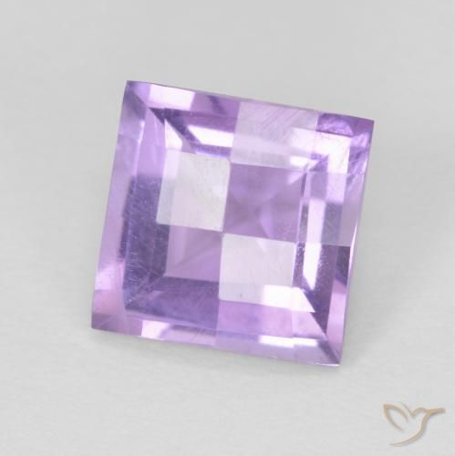1.75 ct Violet Amethyst Stone, Natural Amethyst in Square Checkerboard Shape for Sale