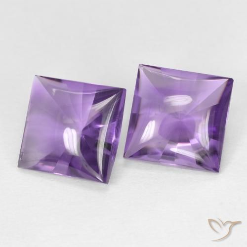 4.38 ctw Violet Amethyst Stones, Natural Amethyst in Square Buff-Top Shape for Sale