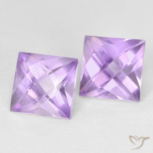 2.49 ctw Violet Amethyst Stones, Natural Amethyst in Square Checkerboard Shape for Sale