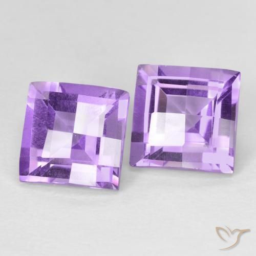 3.56 ctw Violet Amethyst Stones, Natural Amethyst in Square Checkerboard Shape for Sale