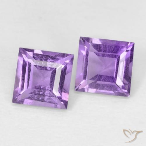 0.87 ctw Violet Amethyst Stones, Natural Amethyst in Square Facet Shape for Sale