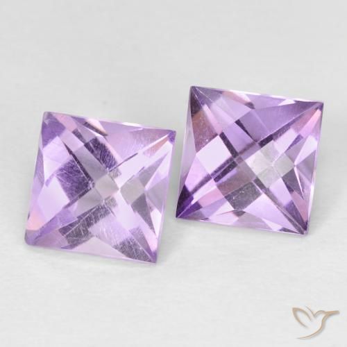 2.48 ctw Violet Amethyst Stones, Natural Amethyst in Square Checkerboard Shape for Sale