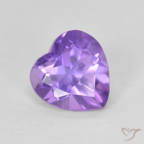 0.72 ct Violet Amethyst Stone, Natural Amethyst in Heart Facet Shape for Sale