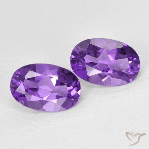 0.86 ctw Violet Amethyst Stones, Natural Amethyst in Oval Facet Shape for Sale