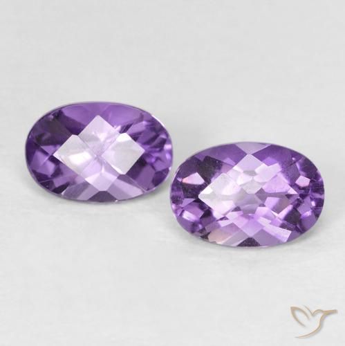 0.93 ctw Violet Amethyst Stones, Natural Amethyst in Oval Checkerboard Shape for Sale