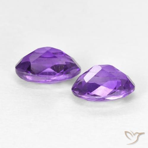 Amethyst Gemstones in 6.1 x 4.2 mm Size for Sale, Amethyst Stones in Deep Violet Color