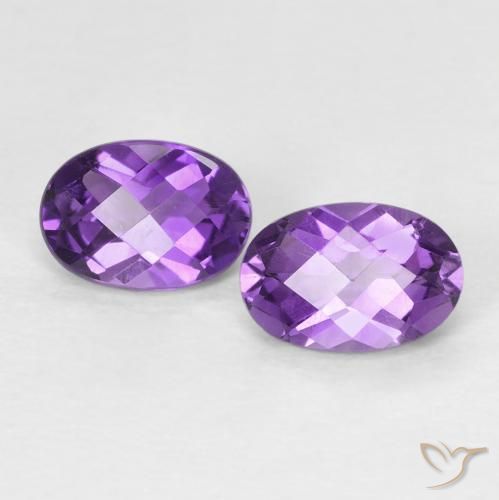 0.9 ct Oval Checkerboard Amethyst, 6.1 x 4.1 mm From Brazil, Photo A