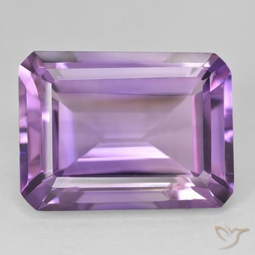20.89ct Natural Medium Light Purplish-Violet Amethyst, Emerald Cut, VVS