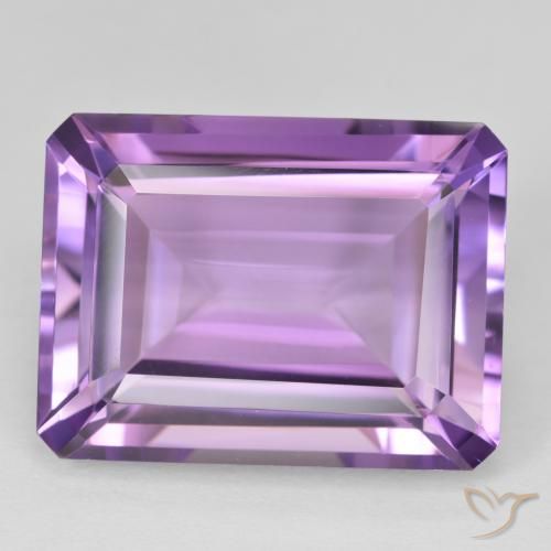 18.39ct Natural Medium Light Purplish-Violet Amethyst, Emerald Cut, VVS