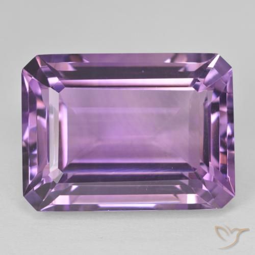 22.46ct Natural Medium Light Purplish-Violet Amethyst, Emerald Cut, VVS