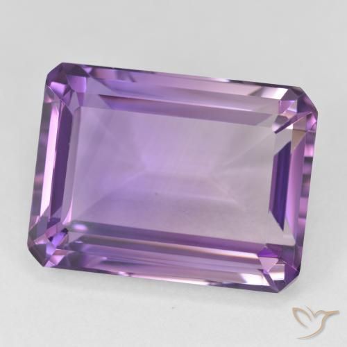 24.96 ct Violet Amethyst Stone, Natural Amethyst in Octagon Step Cut Shape for Sale