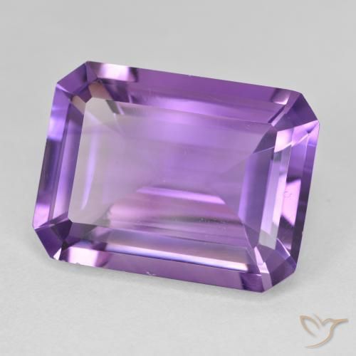 17.51 ct Violet Amethyst Stone, Natural Amethyst in Octagon Step Cut Shape for Sale